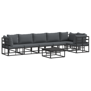 Conjunto de Sofá de Jardim 7 pcs Preto 70 x 70 x 32 cm Alumínio H