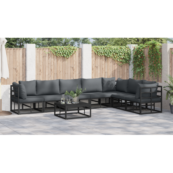 Conjunto de Sofá de Jardim 8 pcs Preto 70 x 70 x 32 cm Alumínio M 4