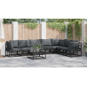 Conjunto de sofá de jardín 8 pcs Negro 70 x 70 x 32 cm Aluminio 4