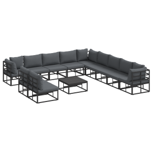 Conjunto de sofá de jardín 12 pcs Negro 70 x 70 x 32 cm H