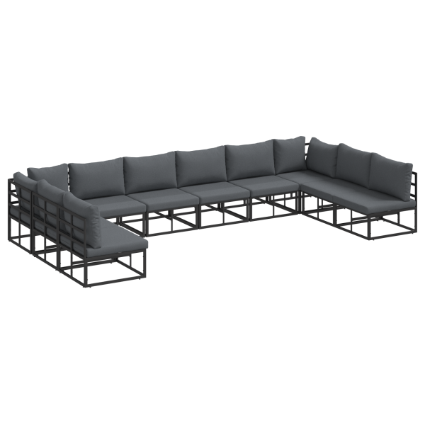 Conjunto de sofá de jardín 10 pcs Negro 423 x 211.5 x 71 cm M 2