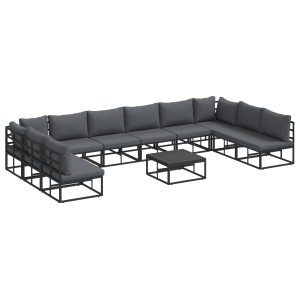 Conjunto de sofá de jardín 11 pcs Negro 70 x 70 x 32 cm H