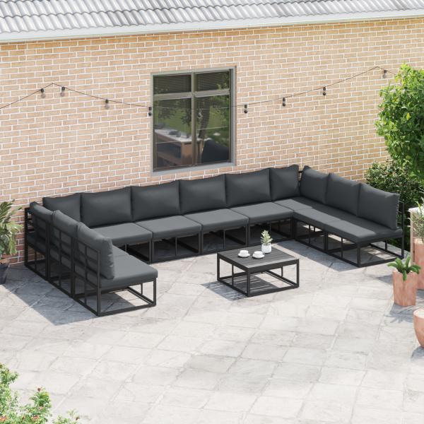 Conjunto de Sofá de Jardim 11 pcs Preto 70 x 70 x 32 cm M 3
