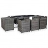 Set de comedor de jardín 11 pzas y cojines ratán sintético gris 2