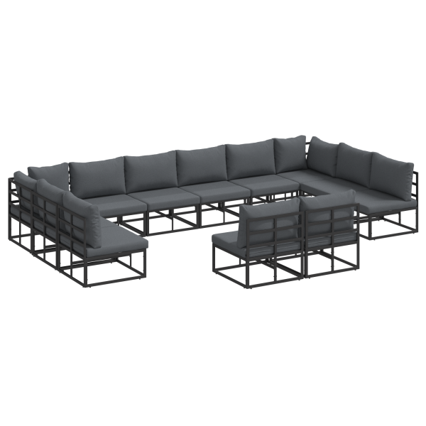 Conjunto de sofá de jardín 12 pcs Negro 423 x 211.5 x 71 cm M 2