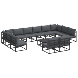 Conjunto de Sofá de Jardim 13 pcs Preto 70 x 70 x 32 cm H