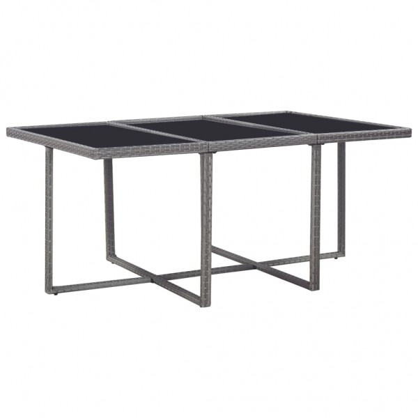 11 pcs conjunto jantar exterior c/ almofadões vime PE cinzento M 3