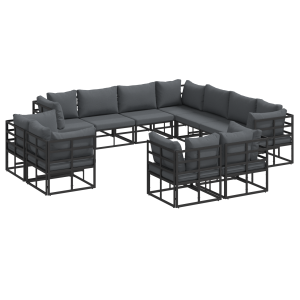Conjunto de Sofá de Jardim 11 pcs Preto 283 x 283 x 71 cm H