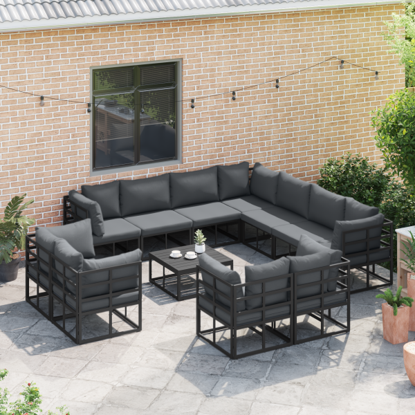 Conjunto de Sofá de Jardim 11 pcs Preto 283 x 283 x 71 cm M 3