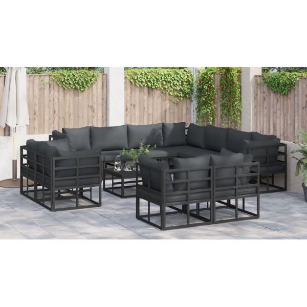 Conjunto de Sofá de Jardim 11 pcs Preto 283 x 283 x 71 cm M 4