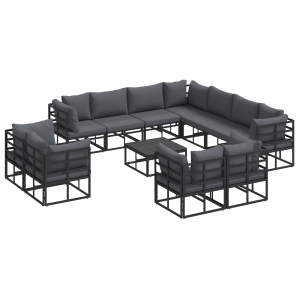 Conjunto de sofá de jardín 12 pcs Negro 70 x 70 x 32 cm H