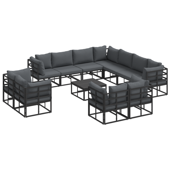 Conjunto de Sofá de Jardim 12 pcs Preto 70 x 70 x 32 cm M 2
