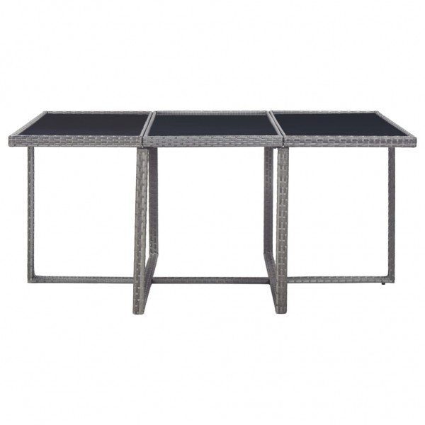 11 pcs conjunto jantar exterior c/ almofadões vime PE cinzento M 4