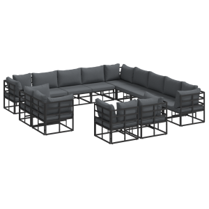 Conjunto de sofá de jardín 13 pcs Negro 353 x 353 x 71 cm H