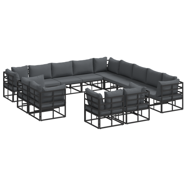 Conjunto de Sofá de Jardim 13 pcs Preto 353 x 353 x 71 cm M 2