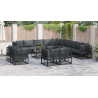 Conjunto de sofá de jardín 13 pcs Negro 353 x 353 x 71 cm 4