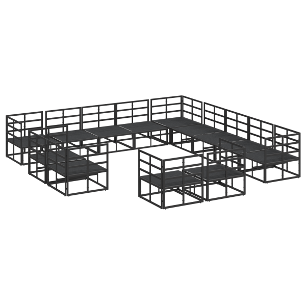 Conjunto de Sofá de Jardim 13 pcs Preto 353 x 353 x 71 cm M 5