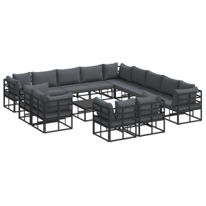 Conjunto de Sofá de Jardim 14 pcs Preto 70 x 70 x 32 cm H