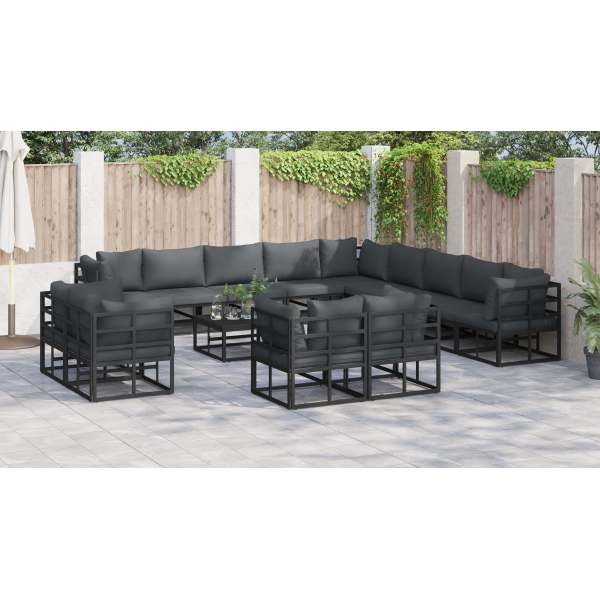 Conjunto de Sofá de Jardim 14 pcs Preto 70 x 70 x 32 cm M 4