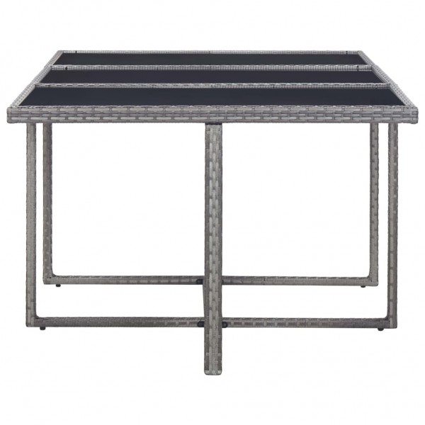 Set de comedor de jardín 11 pzas y cojines ratán sintético gris M 5