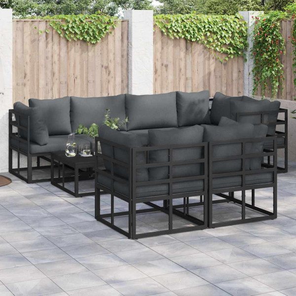 Conjunto de sofá de jardín 7 pcs Negro 283 x 143 x 71 cm D