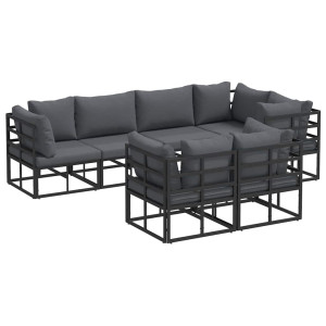 Conjunto de Sofá de Jardim 7 pcs Preto 283 x 143 x 71 cm H