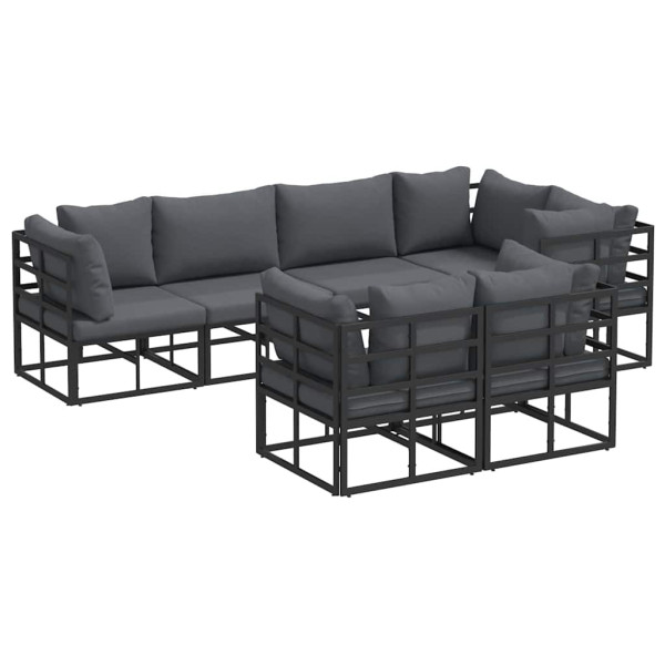 Conjunto de sofá de jardín 7 pcs Negro 283 x 143 x 71 cm M 2