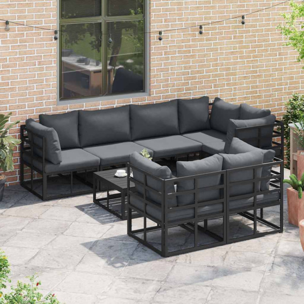Conjunto de sofá de jardín 7 pcs Negro 283 x 143 x 71 cm M 4