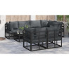 Conjunto de sofá de jardín 7 pcs Negro 283 x 143 x 71 cm 5