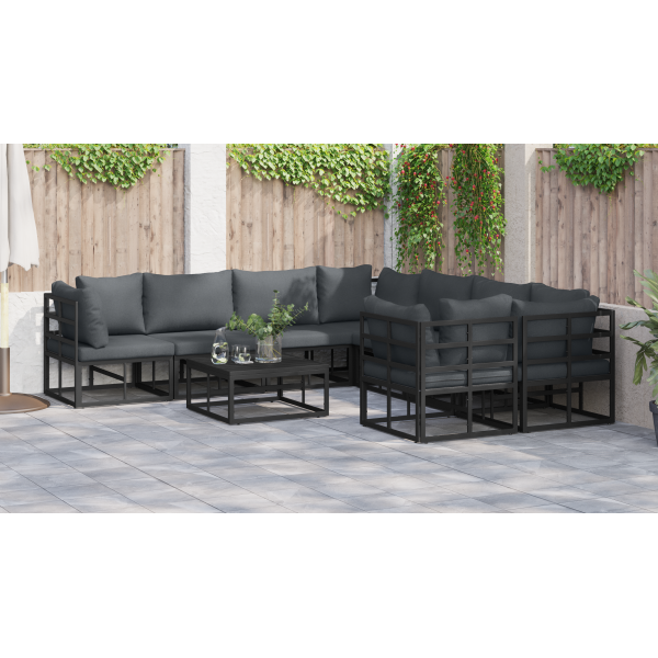 Conjunto de Sofá de Jardim 8 pcs Preto 283 x 283 x 71 cm M 4