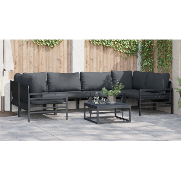 Conjunto de sofá de jardín 7 pcs Antracita Acero M 4