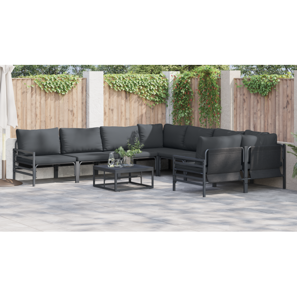 Conjunto de Sofá de Jardim 9 pcs Antracite Aço M 4
