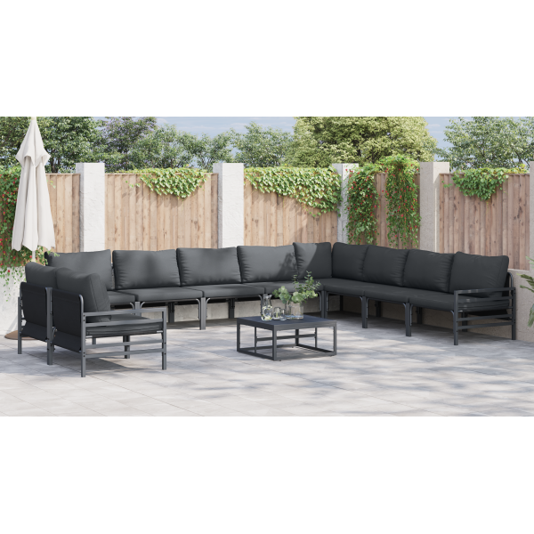Conjunto de sofá de jardín 10 pcs Antracita Acero M 4