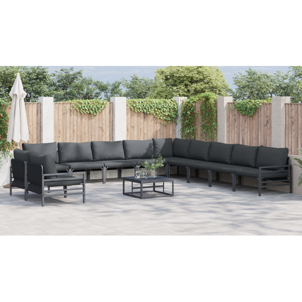 Conjunto de Sofá de Jardim 12 pcs Antracite Aço M 4