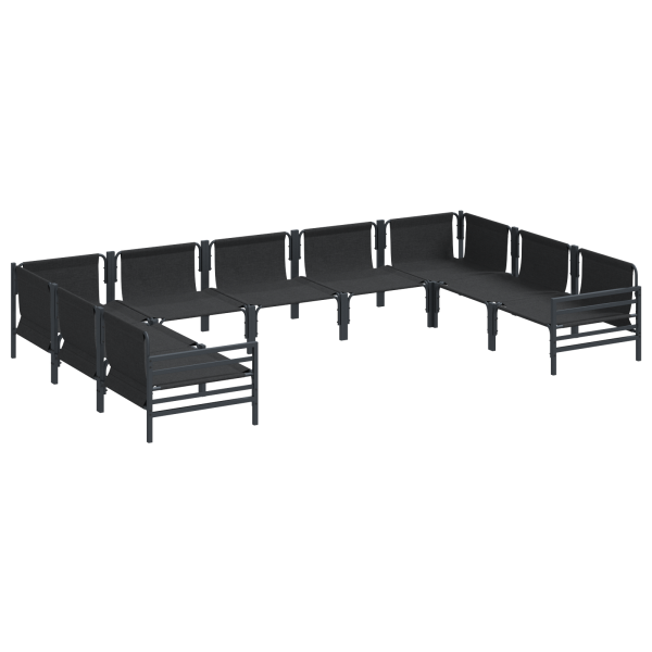 Conjunto de Sofá de Jardim 9 pcs Antracite Aço M 5