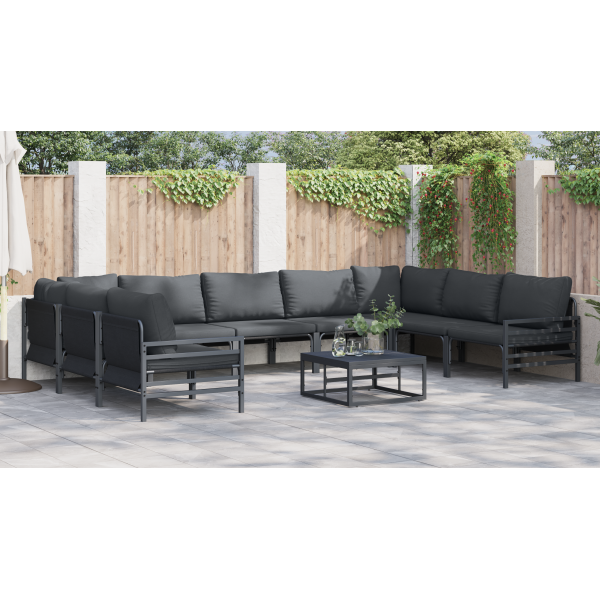 Conjunto de sofá de jardín 10 pcs Antracita Acero M 4