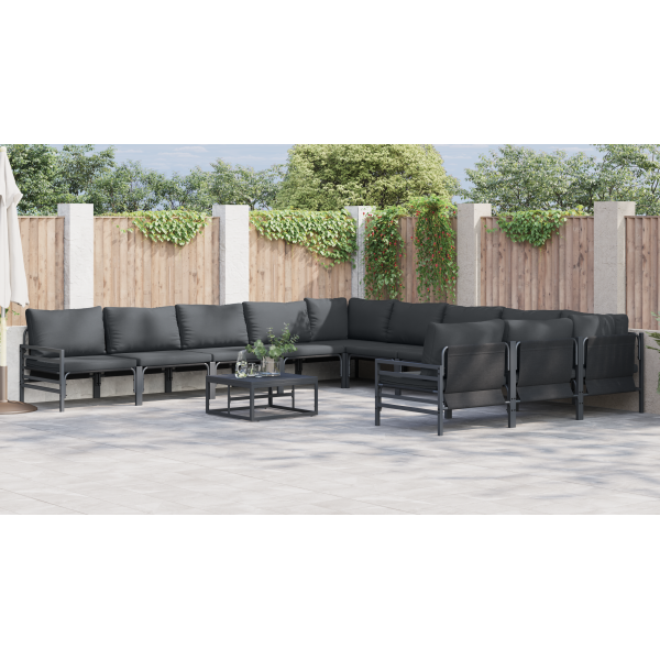 Conjunto de sofá de jardín 11 pcs Antracita Acero M 4