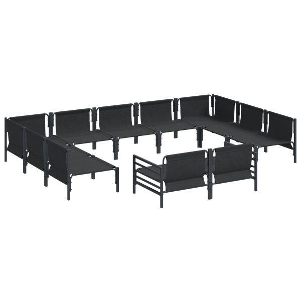Conjunto de Sofá de Jardim 11 pcs Cinzento-escuro Aço M 5