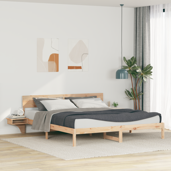 Estructura de cama Marrón 200 x 200 cm Madera maciza de pino D