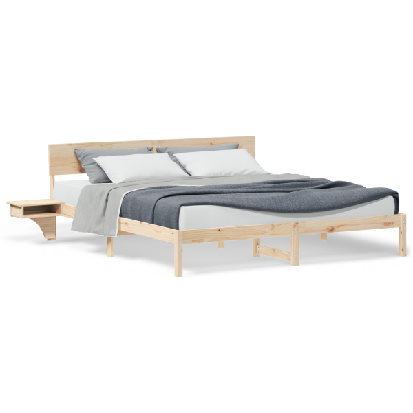 Estructura de cama Marrón 200 x 200 cm Madera maciza de pino M 4