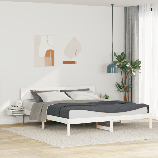 Estructura de cama Blanco 200 x 200 cm Madera maciza de pino D