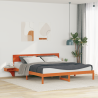 Estrutura da Cama com cabeceira Castanho-mel 200 x 200 cm 1