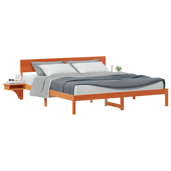 Estrutura da Cama com cabeceira Castanho-mel 200 x 200 cm M 3