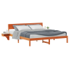 Estructura de cama con cabecera Marrón cera 200 x 200 cm 3
