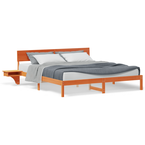 Estrutura da Cama com cabeceira Castanho-mel 200 x 200 cm M 4