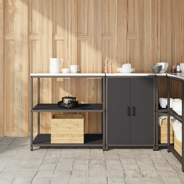 Juego de Almacenamiento de Cocina 2 pcs Negro 150 x 50 x 92 cm D