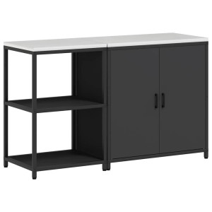 Conjunto de Armazenamento de Cozinha com prateleira 2 pcs Preto H