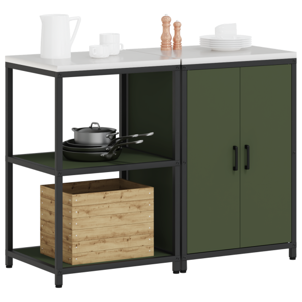 Conjunto de Armazenamento de Cozinha 2 pcs Verde Oliva M 3
