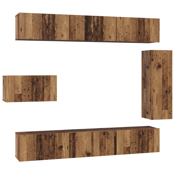 Juego de Mueble de TV 8 pcs Madera envejecida 30.5 x 30 x 90 cm M 2