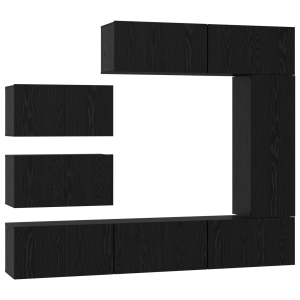 Juego de Mueble de TV 8 pcs Roble negro 30.5 x 30 x 90 cm H